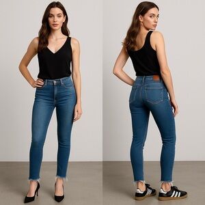 ZARA “The Skinny” Raw Hem Distressed Jeans 👖 Sz 4 ✨ Medium Wash